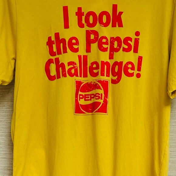 Vintage Pepsi T-Shirt "I Took the Pepsi Challenge" Tee Yellow Orange XL Unisex - Picture 4 of 4